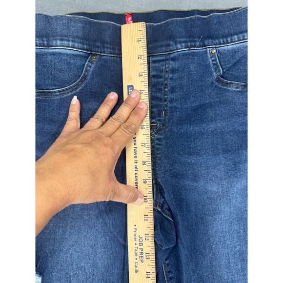 Spanx Legging Jeans Large Denim Raw Hem Distressed High Rise Medium Wash Stretch - Picture 6 of 7